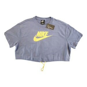 NWT Nike Shirt Women's 2X Blue Sportswear Icon Clash Graphic Logo Crop Sweat Top